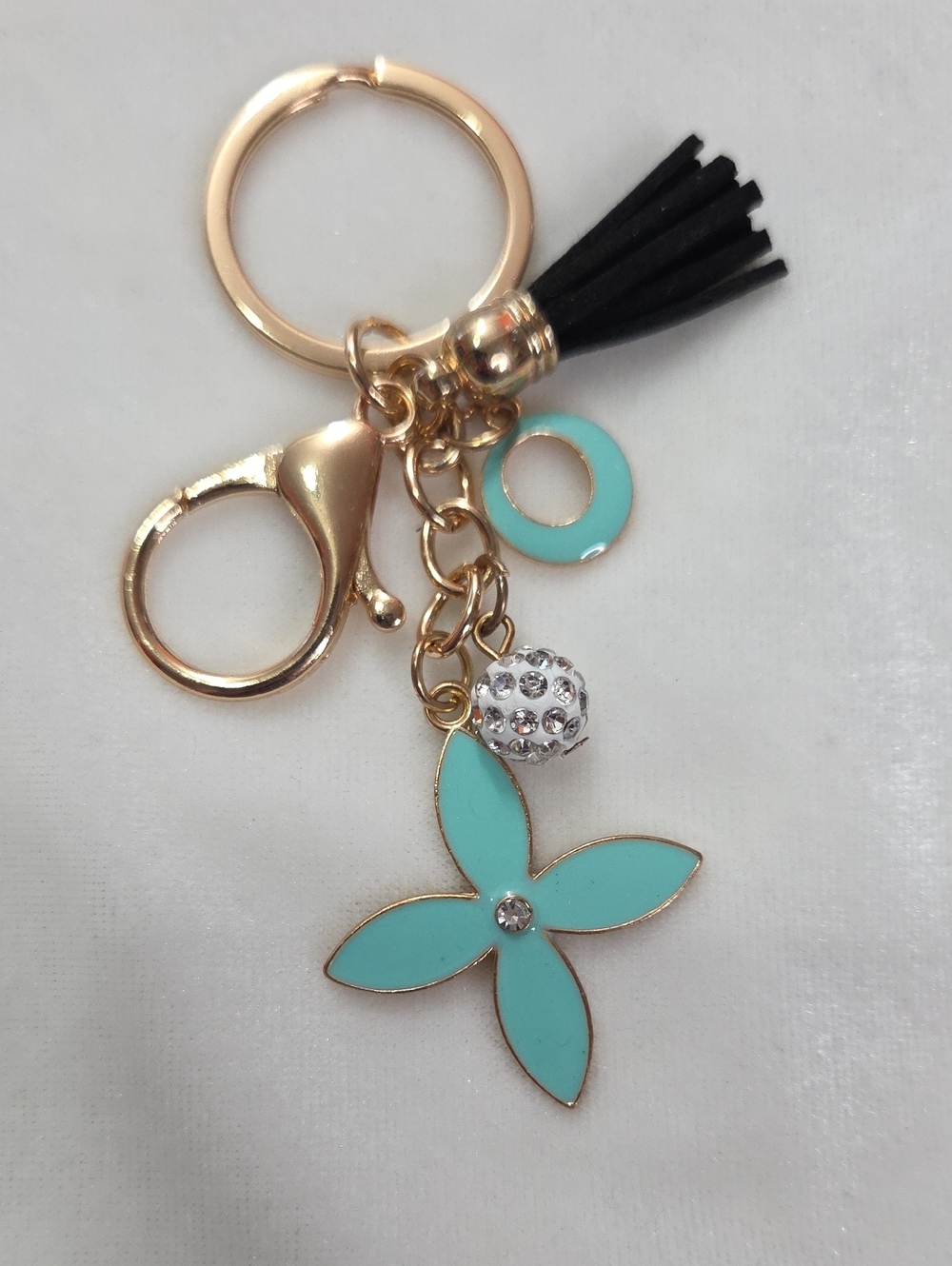 Ladies Blue Clover Trendy Keychain Bag Charm Purse Charm Accessories Rhinestones - Picture 5 of 5